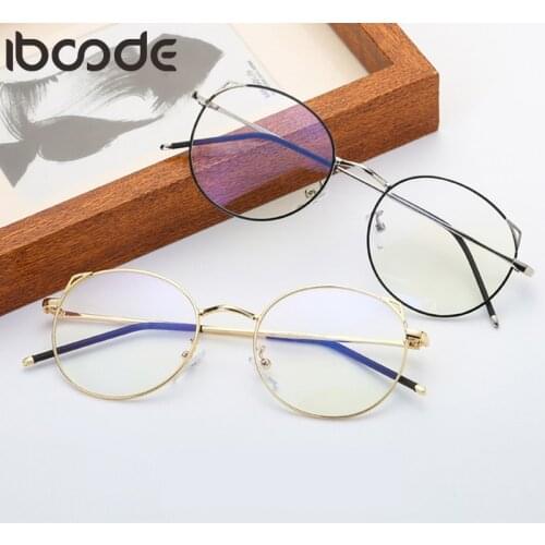 Iboode Metal Cat Ears Reading Glasses Women Men Clear Presbyopia Eyeglasses Anti Blue Ray Spetacle Frame Plain Mirror 0 To + 4.0