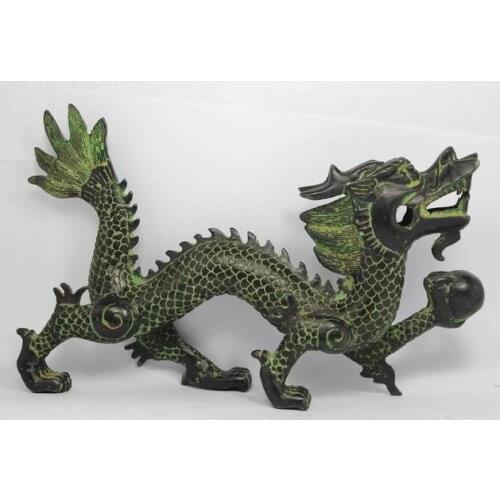 Wholesale Retro bronze factory outlets Large rare CHINESE HANDWORK DRAGON OLD BRONZE STATUE