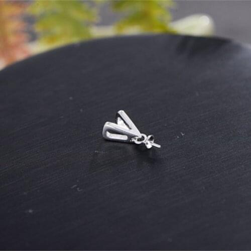 White Gold Plated 925 Silver Pendant Bail For 7mm-13mm Half-drilled Round Beads V Shape Bails Top Cup Drilled Pin P247B