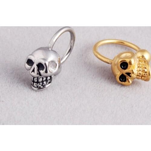 Punk Retro Skull Head Ear Piercing Lip Nose Nipple Eyebrow Hoop Steel Ear Ghost Studs Personality Jewelry Gifts