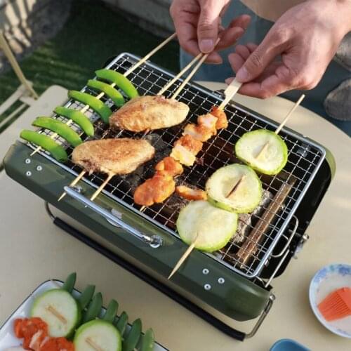 Outdoor Folding Stainless Steel Charcoal Grill Portable Barbecue Grill Small Barbecue Grill Skewers Household Barbecue BBQ Stove