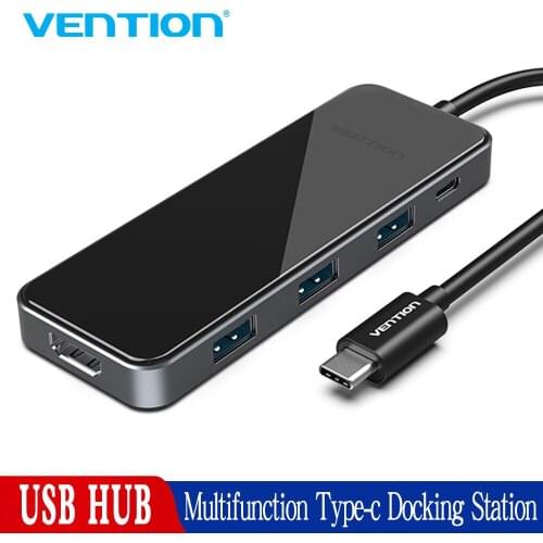 Vention USB C Hub 5-in-1 Type-C Adapter 4K USB C to HDMI USB 3.0 Ports 60W Power Delivery Charging Port for MacBook Pro and more