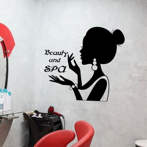 Vinyl Wall Decal Beauty And SPA Logo Signboard Woman Silhouette Stickers Beauty Salon Wall Decals Removable Art Mural L880