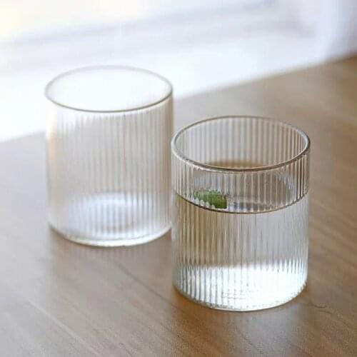 120ml/300ml Stripes Wine Glass Heat-resistant High Borosilicate Glass Transparent Whiskey Glass Non-slip Portable Coffee Mug