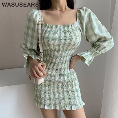 Модные платья в клетку Wasusears China At AliExpress