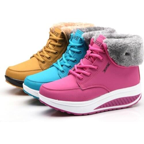 Winter Women Snow Boots Warm Ladies Ankle Boots Female Womens Furry Plush Woman Lace Up Platform Cotton Velvet Shoes