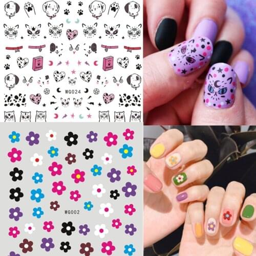 1 Sheet Nail Art Stickers Colorful Flower Design Adhesive Nail Art Decorations Strawberry Pineapple DIY Nail Sticker Nail Decals