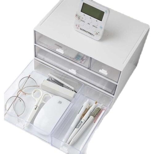 1 pcs Plastic Storage Box White Cosmetic Drawer Makeup Organizer Clear Container Desktop Stationery Organizer Drawer Sundry Box