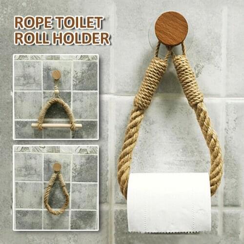 1pc Toilet Paper Holder Hanging Rope Toilet Paper Holder Wall-mounted Home Hotels Decorations Supplies