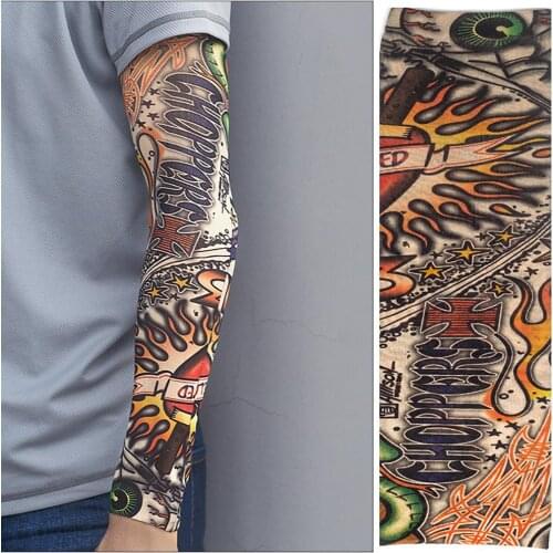 1Pc Unisex Quick Dry Arm Warmer Temporary Tattoo Outdoor Driving Cycling Summer Sun Protection Arm Sleeve Skin Proteive