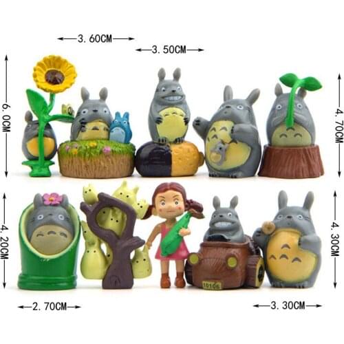 10Pcs/Set Anime Mini My Neighbor Totoro Toy Pvc Doll Creative Micro Landscape Gardening Decoration