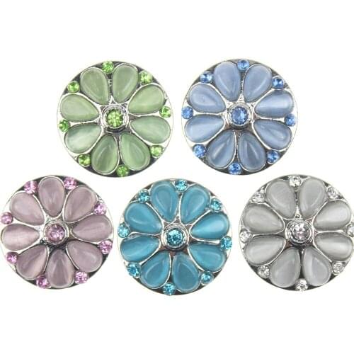10pcs/lot Ginger Rhinestone Flowers Snap Buttons Jewelry Fit Love 18mm Snap Bracelets for Valentines Day Gift