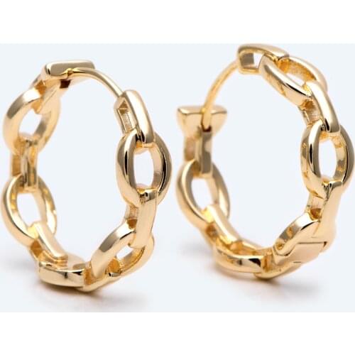 10pcs Gold Hoop Earrings, 24mm, Gold Huggie Earrings, Gold Chain Earrings (GB-2232)