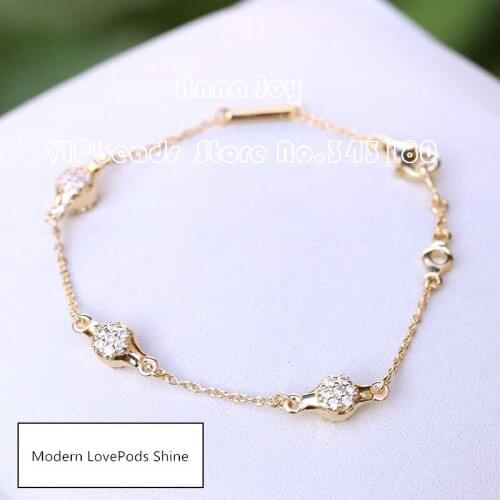 2018 Pre Autumn Release Shine Collection Modern LovePods Bracelet, Clear CZ Bracelets Bangles Fit DIY European Charms beads