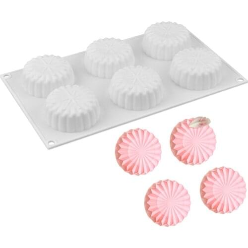 6 Cavity Round Origami Silicone Cake Mold for Bread Chocolate Mousse Ice Cream Dessert Pastry Baking Pan Mould Decorating Tools