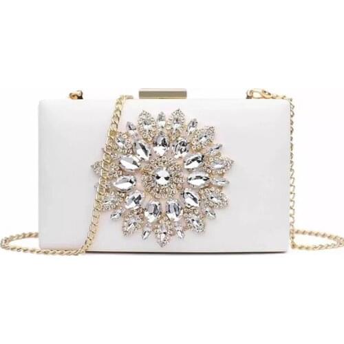 White Women Clutch Bag Wedding Clutch Purse Bridal Evening Crystal Summer Bags for Women 2020 Luxury Small Crossbody Bags