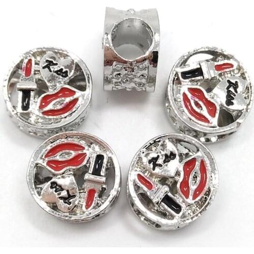 Free shipping 20pcs 12mm round silver color big hole beads new fashion jewelry beads