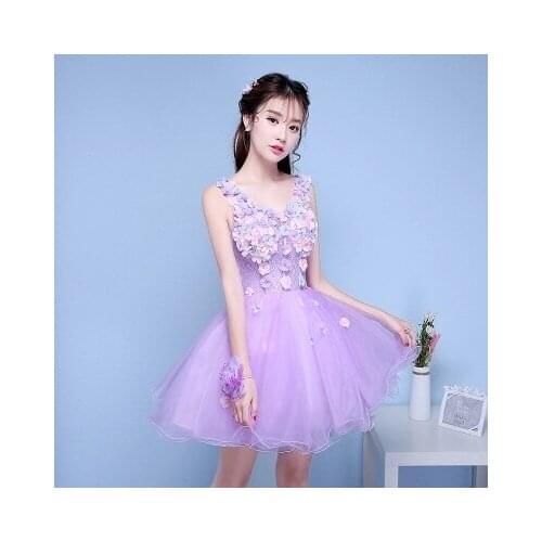 Free ship short light purple tutu lolita alice cosplay short ball gown medieval dress
