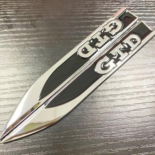 Side Fender Stickers Blade Shape Metal Badge Emblem Decals GTD Logo for Golf 6 7 Touran Polo GTI Passat Touran