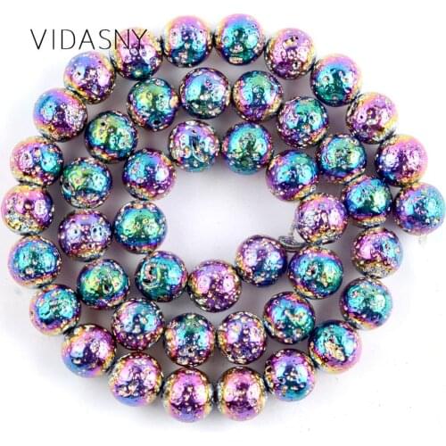 Natural Mineral Stone Rainbow Lave Hematite Beads For Jewelry Making 4 6 8 10mm Round Loose Beads Diy Bracelet Necklace 15