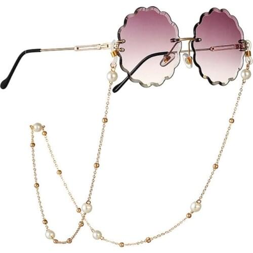 Eyeglasses Chain Bead White Plastic Pearl Charm Mask Hanging Rope Plated Metal Chain Silicone Loops Sunglasses Accessory