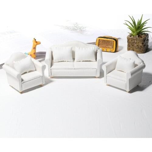 1:12 Scale Mini Wooden Sofa with Pillow Dollhouse Furniture Living Room Suite G2AE