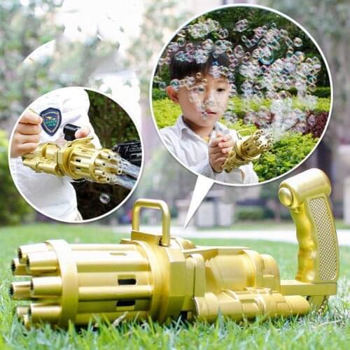 New Kids Gatling Bubble Gun Toys Summer Automatic Soap Water Bubble Machine For Children Toddlers Indoor Outdoor Wedding Bubble