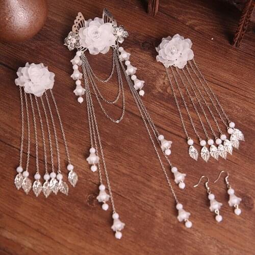 Ancient Costume Chinese Headdress Classical Barrettes Ribbon Stage Hair Accessories Retro Tassels Antique Style Hairclips