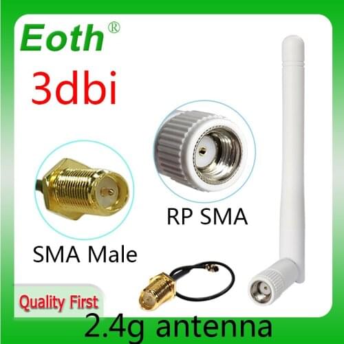 2.4Ghz Wifi antenna 3dbi RP-SMA Connector 2.4 ghz antenne 2.4G wifi antena router + IPX to SMA Male pigtail Extension Cabl