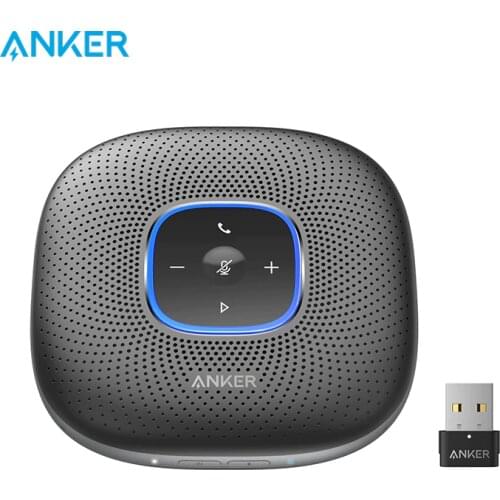 Anker PowerConf+ Bluetooth Speakerphone with Bluetooth Dongle, 6 Mics, Enhanced Voice Pickup, 24H Call Time, Bluetooth 5