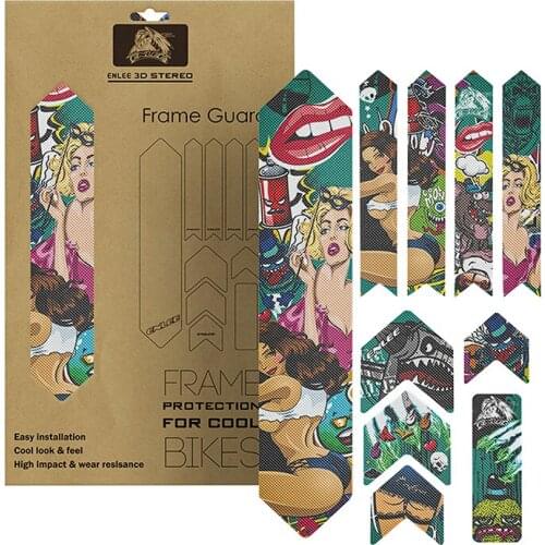 Personality Mountain Bike Stickers Set Waterproof Anti-scratch Semi-soft PVC Bike Protective Film Bicycle Warrior Women Stickers