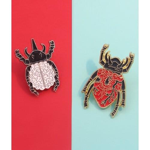 Creativity Personality Animal Enamel Brooch Beetle Beetle Insect Heart Brain Pins Alloy Badge Clothes Bags Accessories Jewelry