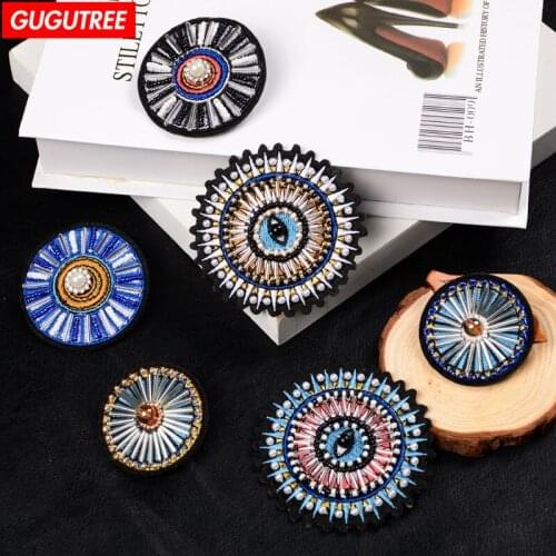 GUGUTREE beaded CIRCLE patches,crystals diamonds Insects Sequined Applique Patch for Coat,T-Shirt,hat,bags,Sweater,backpack