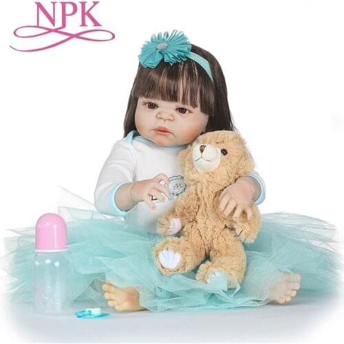 56CM full Silicone body reborn Baby Doll Girl Lifelike Baby RebornBirthday Christmas Gift for girl long hand rooted long hair