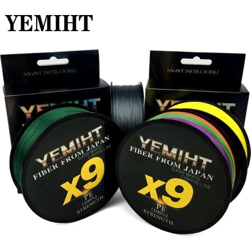 YEMIHT 9 Strands 100/300/500m 9 Weaves 20LB - 80LB PE Braided Fishing Line For Sea Saltwater Fishing