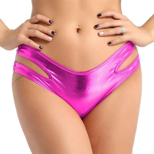 Micro bikini tanga mujer swimwear bikinis biquini tankini sexy lingerie thong Solid color Bright leather Hollow out simple spa