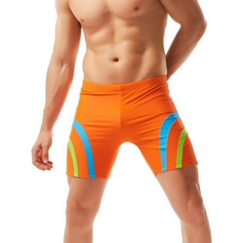 Swimming Pool Wear For Men Swimsuit Black Gay Quickly Dry Show Figure Large Size L-3xl Cool Gay Navy Blue Shorts Orange Briefs
