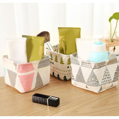 Cotton and Linen Desktop Storage Box Desk Stationery Storage Basket Dressing Table Cosmetics and Sundries Sorting Box TS2