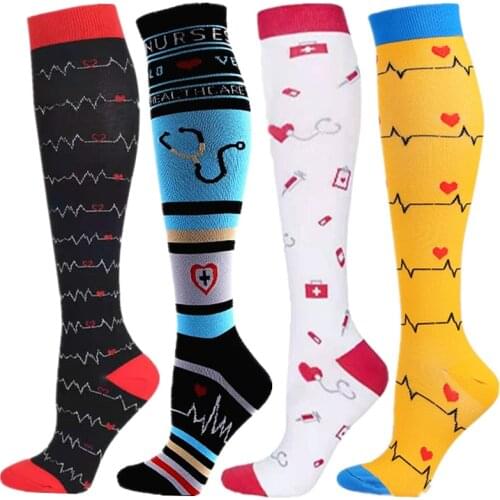 New Compression Socks Women Men Knee High Sports Socks For Edema Diabetes Varicose Veins Socks Fit For Running Marathon Cycling