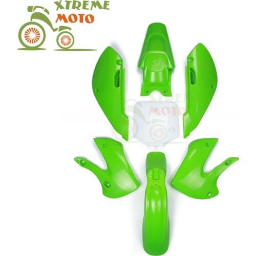 New Plastic Green White Fender Farings Kit for Kawasaki KX65 KLX110 DRZ110 Pit Bike supermoto