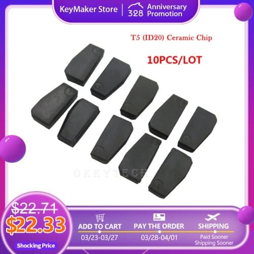 OkeyTech 10pcs/lot Best Car Key Chip T5- ID20 Ceramic for Car Key Transponder Key ID T5 Transponder Chip Copy to ID 11 12 13 33