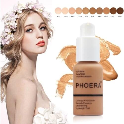 PHOERA 30ml Foundation Makeup Primer Whitening Concealer Moisturizer Long Wear Oil Control Liquid Foundation Base Makeup TSLM2