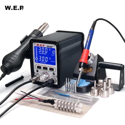 WEP 995D+SMD Soldering Station With Pluggable Hot Air Gun Soldering iron BGA Rework Station Phone Repair Welding Station