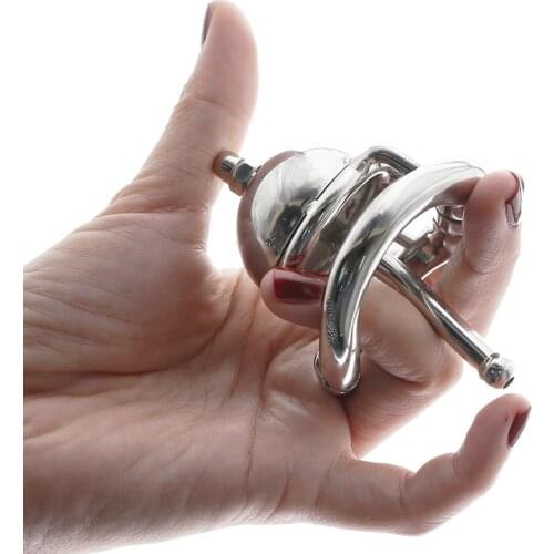Chastity Cage Cock Ring With catheter stainless steel ball stretch ring penis exercise scrotum ball stretcher sex toy For Men