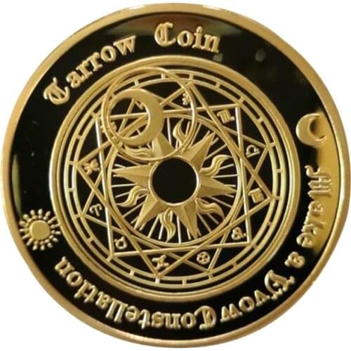 Gold Plated Sun Moon Divination Coin Lucky Constellation Collection Art