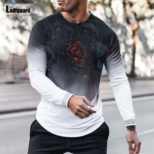 Garmenting Sexy Mens clothing Basic Tops Gradient Print T-shirt 2021 Spring New Casual Pullovers Men Tees Shirt Plus Size S-3XL