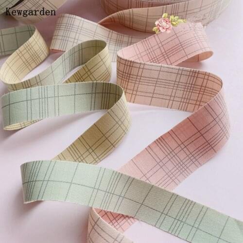 Kewgarden Stripe Plaid Ribbons Handmade Tape DIY Hairbow Corsage Accessories Gift Packing Webbing 5 meters