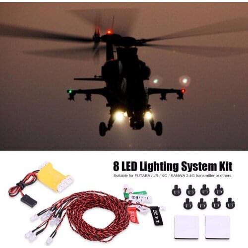 RC Lights 8 LED Lighting System Kit Simulation Flashing Lights With Control Box RC Accessories For RC Airplane Helicopter