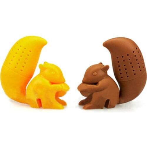 Super cute little squirrel reusable silicone tea maker fun herbal tea bag coffee filter diffuser tea strainer accessories