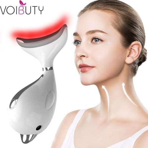 LED Photon Therapy Neck Face Skin Lifting Reduce Double Chin Wrinkle Removal Massager Anti-aging Vibrator Beauty Care Tool USB